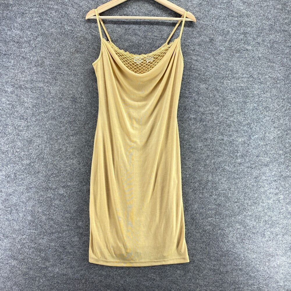 Together Dress Women S Small Yellow Sheath Midi Crochet Sleeveless Round Neck